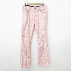 オークリースカルコレクション OAKLEY SKULL COLLECTION パンツ ゴルフ スポーツウェア ロング丈 ロゴ チェック柄 ピンク グレー 32