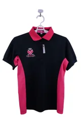 【美品】VIVA HEART(ビバハート) ポロシャツ 黒ピンク レディース 40 ゴルフ用品 2503-0035 中古