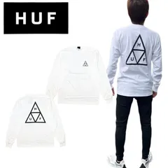 ハフ HUF ロンT 長袖Tシャツ TS01935 ホワイト トライアングル 三角ロゴ プリント プリントロゴ ロングスリーブ バックロゴ カットソー メンズ レディース ユニセックス HUF SET TT L/S TEE 新品 正規品 未使用品