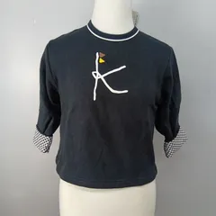 タグ付未使用　組曲　110-120　Kロゴ　ロゴプリント　スウェット　カットソー　ブラック　チェック