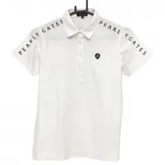 パーリーゲイツ 半袖ポロシャツ 白×黒 袖・肩ロゴプリント  レディース 0(S) ゴルフウェア PEARLY GATES