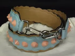 ■極美品■ FENDI フェンディ ストラップユー レザー スタッズ バッグ用 ショルダーストラップ ライトブルー系×マルチカラー AJ6289