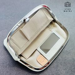 薄型財布「ミラーウォレット」ホワイト【アウトレット割引品】　薄型　財布　ポーチ　イタリアンレザー　本革　白　white
