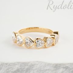 K18 2.10ct オーダーメイドダイヤリング ラボグロウンダイヤモンド ハートハーフエタニティリング ハートシェイプダイヤ Au750指輪 洗練されたデザインのダイヤリング 18金ラボダイヤリング デザイン性のあるダイヤリング 華やかなダイヤモンドリング