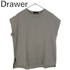 Drawer ドゥロワー コットン天竺ノースリーブ カットソー 今期完売 ドゥロワー ☆コットン天竺ノースリーブプルオーバー ギャザー