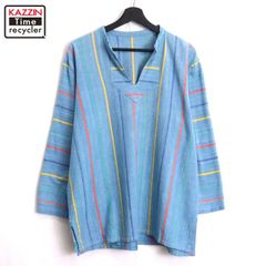 希少 GYPSY&SONS ネイティブ刺繍 スキッパーシャツ 藍染 日本製 M 