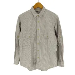 シェラデザイン SIERRA DESIGNS 90S 3本木タグ ロゴ ピスタグ フラップポケット ストライプ L/S シャツ メンズ import：M のサムネイル