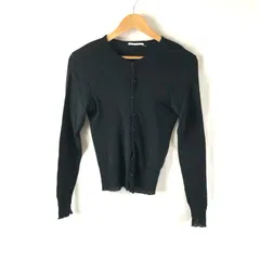 ズッカ zucca カーディガン フリル袖 綿100％ リブ ボタン フランス製 黒 1サイズ 963220