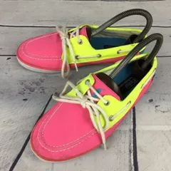 ポロラルフローレン★デッキシューズ【24.0/蛍光ピンク×黄色】キャンバス生地/ネオンカラー/PoloRalphLaur◆D-80