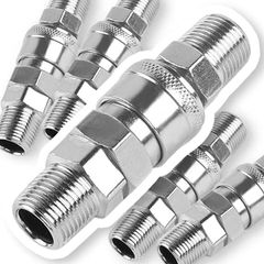 COLORBIRD エアーカプラー メネジ取付用 オス メス エアーホース AC エアコンプレッサー SM+PM30 R3/8 5P( シルバー,  SM+PM30 R3/8 5P)