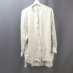 ◇ earth music&ecology オーバーサイズ バンドカラー シアー素材 長袖 シャツ サイズF ライトグリーン レディース E  【1310130025156】