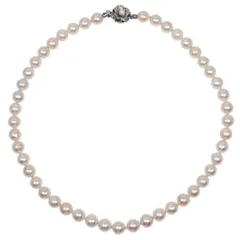 【名東】タサキ ネックレス 42cm パール 7.5mm-8.0mm ピアス 8.0mm K14WG/SV あこや 真珠 アコヤ
