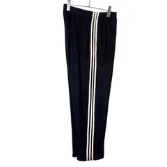 アディダスAdidasサイドラインジャージトラックパンツロゴ刺繍ワンポイント黒ブラック白ホワイト3本線スリーストライプ万国旗タグvintageヴィンテージ50123