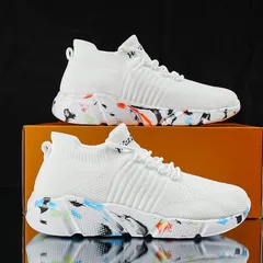 メンズ スニーカー 厚底 ニット ランニングシューズ ウォーキングシューズ  運動靴 滑り止 スポーツシューズ 通気靴 通勤 通学 日常着用 niaoxie01