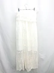 ◇ ⊂◎●未使用● CECIL McBEE フリル シアー レース ロング フレア スカート サイズM ホワイト系 レディース E  【1410290077719】