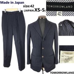 日本製★TOMORROWLAND/トゥモローランド★秋冬スーツ/セットアップ【上下42/メンズXS-S/紺系/ストライプ】総裏地/シングルジャケット/Jacket/pants◆BJ065-d