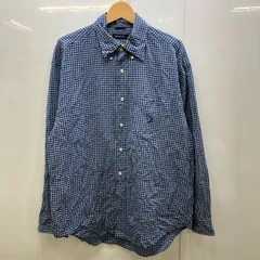 NAUTICA ノーティカ チェック柄 長袖 シャツ ボタンダウン ワンポイント刺繡 オーバーサイズ ビッグサイズ スリランカ製 Lサイズ ブルー ホワイト