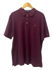 POLORALPH LAUREN (ポロラルフローレン) 半袖ポロシャツ ワンポイント刺繍 ボーダー CLASSIC FIT L ボルドー メンズ/027