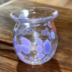アートガラス 紫 水玉模様 飾り 花瓶 花器 アンティーク ヴィンテージ ガラス瓶
