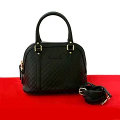 未使用保管品 GUCCI グッチ マイクロ GG シマ レザー 本革 2way ハンドバッグ ショルダーバッグ ミニ ボストンバッグ ブラック 54660