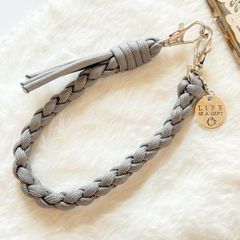 パラコード グレー スマホストラップ キーホルダー カメラストラップ 携帯ストラップ ハンドメイド