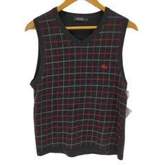 バーバリーブラックレーベル BURBERRY BLACK LABEL ホースロゴ刺繍 チェック柄ニットベスト メンズ JPN：2 