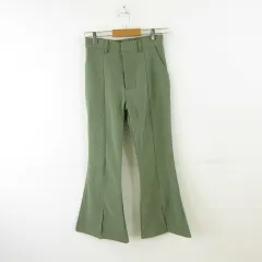 グレイル GRL センター切り替えスリットフレアパンツ ロング 緑 M *A354