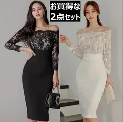 X40 シースルー ワンピース オフショルダー タイト クラブドレス レース長袖