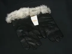 ■新品■未使用■ Chloe クロエ ラムスキン×ラビットファー 手袋 グローブ 防寒具 ブラック系 FK0433のサムネイル
