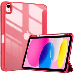【特価商品】ProCase iPad 11世代/10世代 ケース iPad（A16）11インチ 2025/10.9インチ 2022通用 A2696 A2757 A2777 ペン収納 耐衝撃 三つ折り スタンド スマートカバー（レッド）