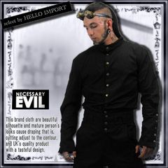 Dress shirt, Gothic fashion, men's clothing, black, stand collar, long sleeves, free shipping, restocked x2 /rfa120
