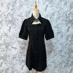 美品　DAZY CALIR　デイジークレア　ワンピース　ミニ丈　ひざ上　総柄　フラワー　花柄　半袖　裏地無　薄手　春　夏　秋【size M】　ブラック　黒