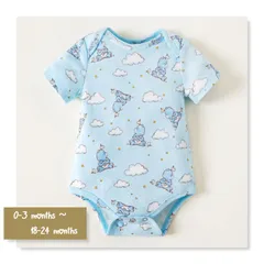 ベビー★　可愛いクマさんプリントロンパース　ブルー　6-9months