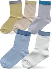 HON-SOW キッズ靴下 5足セット 綿 こども ショートソックス コットン(5色セット,  19.0-22.0 cm)