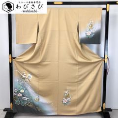 紬着物 付下げ 紅花紬 米沢 筬園工房 猪俣元市 織模様 鳥の子 