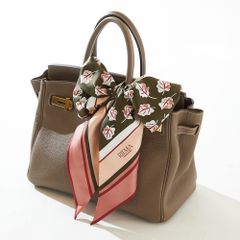 【RIEMA YOKOHAMA】シルクスカーフ 110cm×20cm Aix-en-Provence mini -エクサンプロヴァンス ミニ- (ピンクｘカーキ)