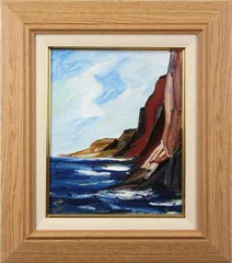 ◇絵画◇「白崎海岸」河井達海氏作真作/油彩画/風景画/静物画/油絵