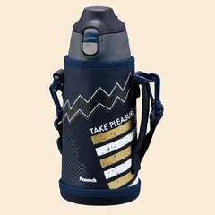 直飲み 0.75L 保温 保冷 コップ飲み 0.8L 2WAYタイプ 真空二重構造 子供 ワンタッチ 水筒 マグボトル ブラックネイビー ピーコック ASG-W82 ピーコック魔法瓶工業(The-peacock) AKB