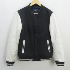 H■アーバンリサーチ/URBAN RESEARCH 袖革レザー スタジアムジャンパー【40】灰色白/MENS■105【中古】