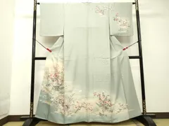 平和屋着物●訪問着　流水風景花鳥文　暈し染め　金銀彩　正絹　逸品　DAAT1468tw