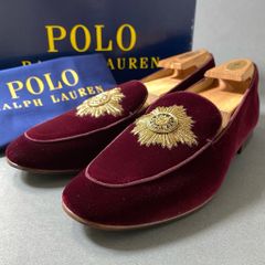 1f29 《極美品》 Polo Ralph Lauren ポロ ラルフローレン オペラシューズ 9B ワインレッド ベロア ローファー スリッポン 箱有