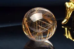 【１点物】AAA☆内包美 ブロンズルチルクォーツ 20mm 丸玉(台座なし) スフィア パワーストーン 天然石 _PB9615【宅急便】