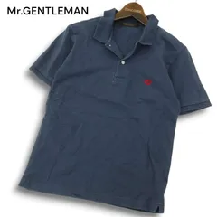 Mr.GENTLEMAN ミスタージェントルマン 春夏 ロゴ刺繍★ 半袖 鹿の子 ポロシャツ Sz.S　メンズ ネイビーのサムネイル