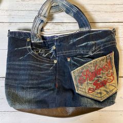 デニムジーンズリメイク巾着ショルダートートバッグbag-0020