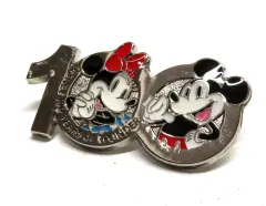【中古】バッジ・ピンズ ミッキーマウス＆ミニーマウス オリジナルピンバッジ 「ディズニー」 ディズニー創立100周年記念JCBカード新規入会特典