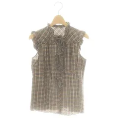 バーバリーブルーレーベル BURBERRY BLUE LABEL ノバチェック フリル ノースリーブ ブラウス 38 モカ /DF ■OS