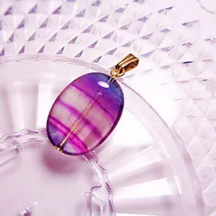 PT183GD ペンダントトップ 天然石 フローライト 大粒 オーバル 金属色ゴールド