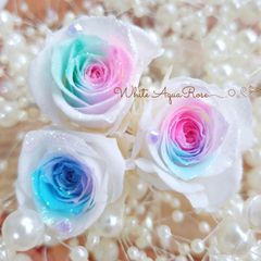 アクアクリスタルローズ*.❁3輪　花材　プリザーブドフラワー