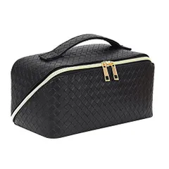 onecolor leaf 化粧ポーチ ポーチ レディース 大容量 化粧品 アクセサリー 旅行 持ち運び トラベル コスメ メイク バッグ シンプル おしゃれ 収納 (ブラック) [ブラック]