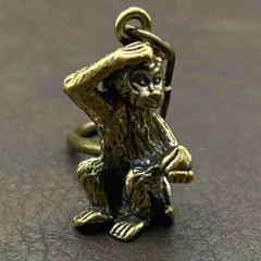 真鍮 キーホルダー キーリング ヴィンテージ ビンテージ アンティーク レトロ 真鍮製 縁起物 ハンドメイド ペンダントトップ 置物 チャーム 猿 サル 77